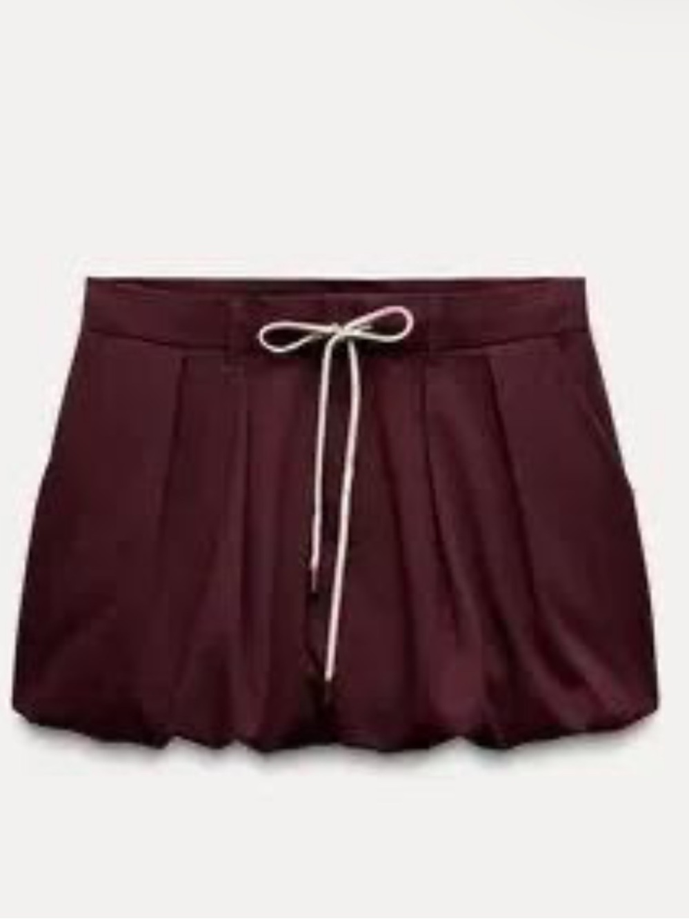 Zara Maroon burgundy Drawstring balloon bubble skirt